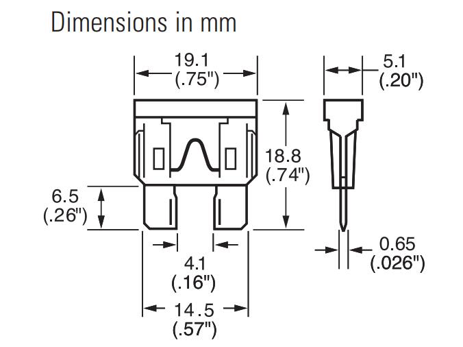 JDTFUSE 力特汽車保險(xiǎn)絲尺寸圖