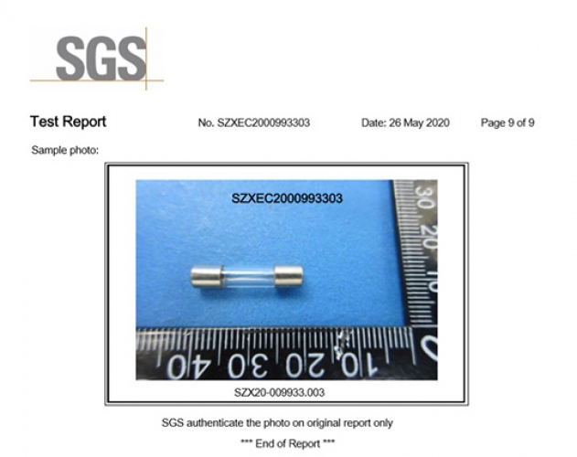 集電通玻璃保險管SGS認(rèn)證